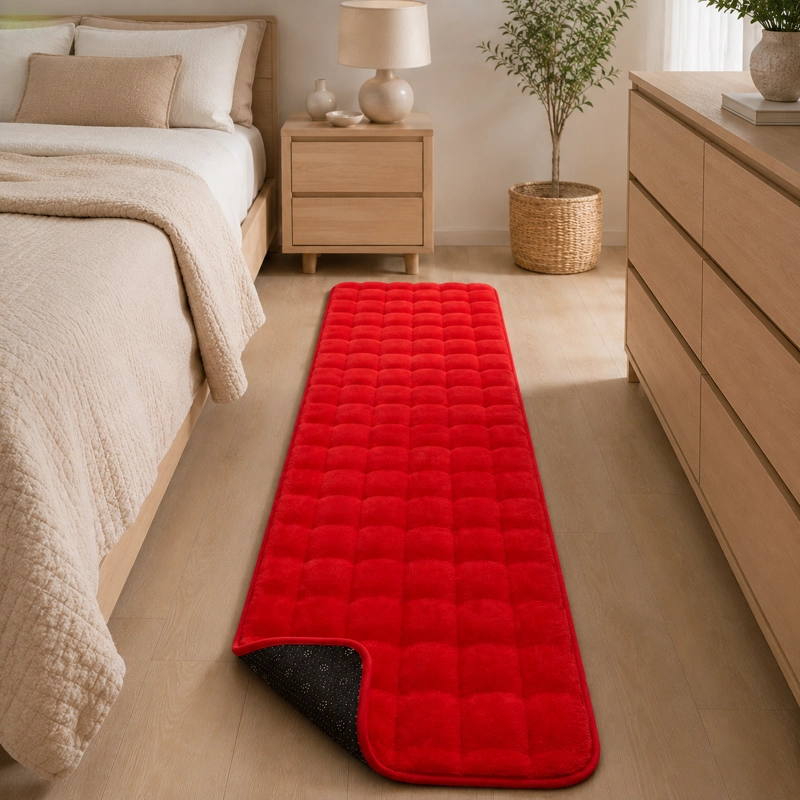 ALFOMBRA PASILLERA PELUDA BAJADA DE CAMA - ROJO 602 VERSATIL - 1