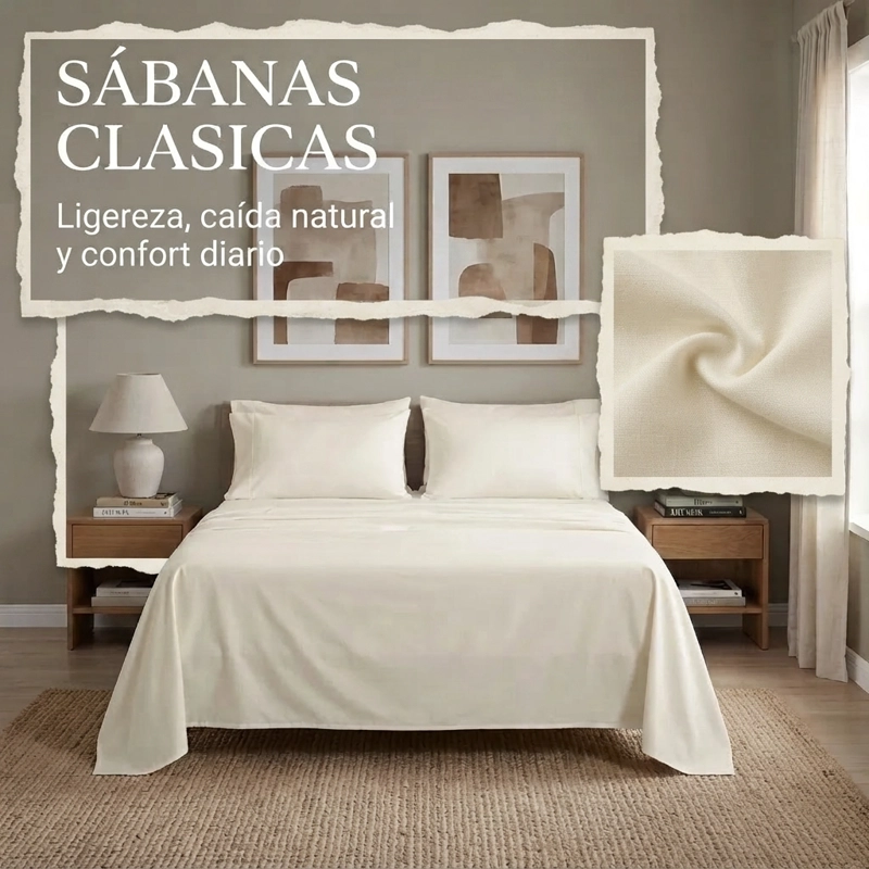 JUEGO DE SABANAS CREMA 2 PLAZAS 4 PIEZAS 044 ELEGANTE - 4