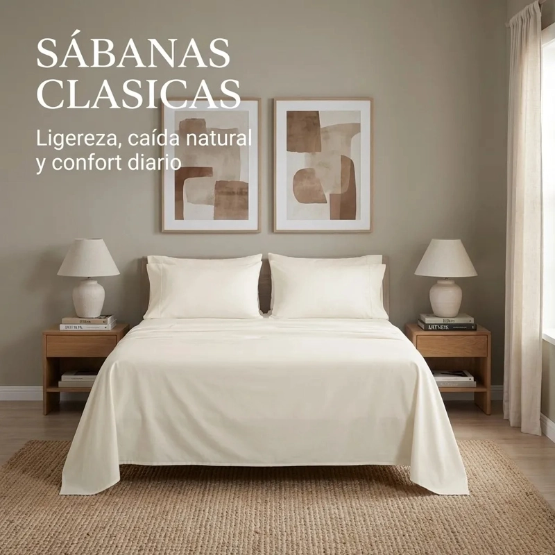 JUEGO DE SABANAS CREMA 2 PLAZAS 4 PIEZAS 044 ESTILO UNICO - 4