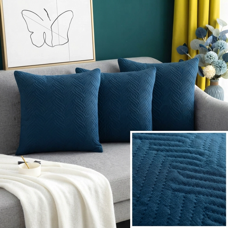 FUNDA DECORATIVA PLUSH AZUL TEXTURIZADA PACK DE 3 046 ELEGANTE - 4