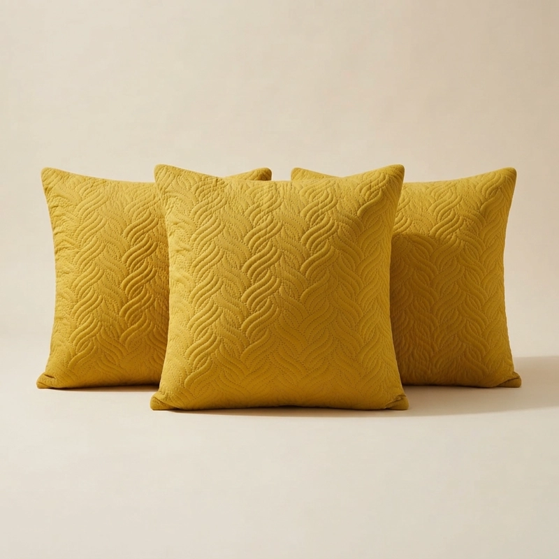 FUNDA DECORATIVA PLUSH AMARILLO TEXTURIZADA PACK DE 3 046 VERSATIL - 7