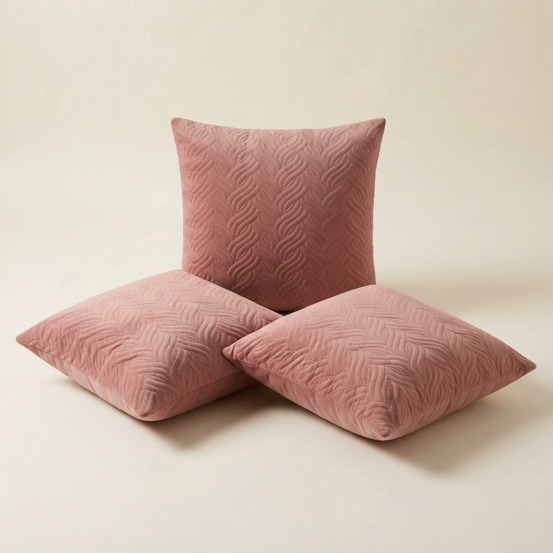 FUNDA DECORATIVA PLUSH ROSA TEXTURIZADA PACK DE 3 046 - 2