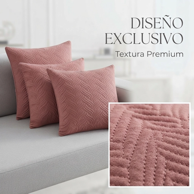 FUNDA DECORATIVA PLUSH ROSA TEXTURIZADA PACK DE 3 046 PARA HOGAR - 6
