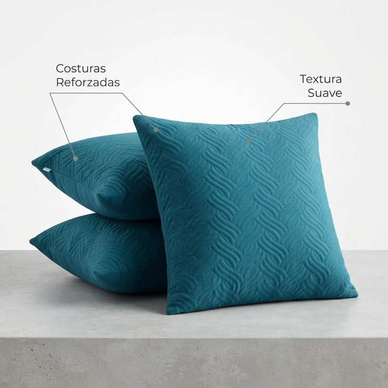 FUNDA DECORATIVA PLUSH TURQUESA TEXTURIZADA PACK DE 3 046 PARA HOGAR - 4