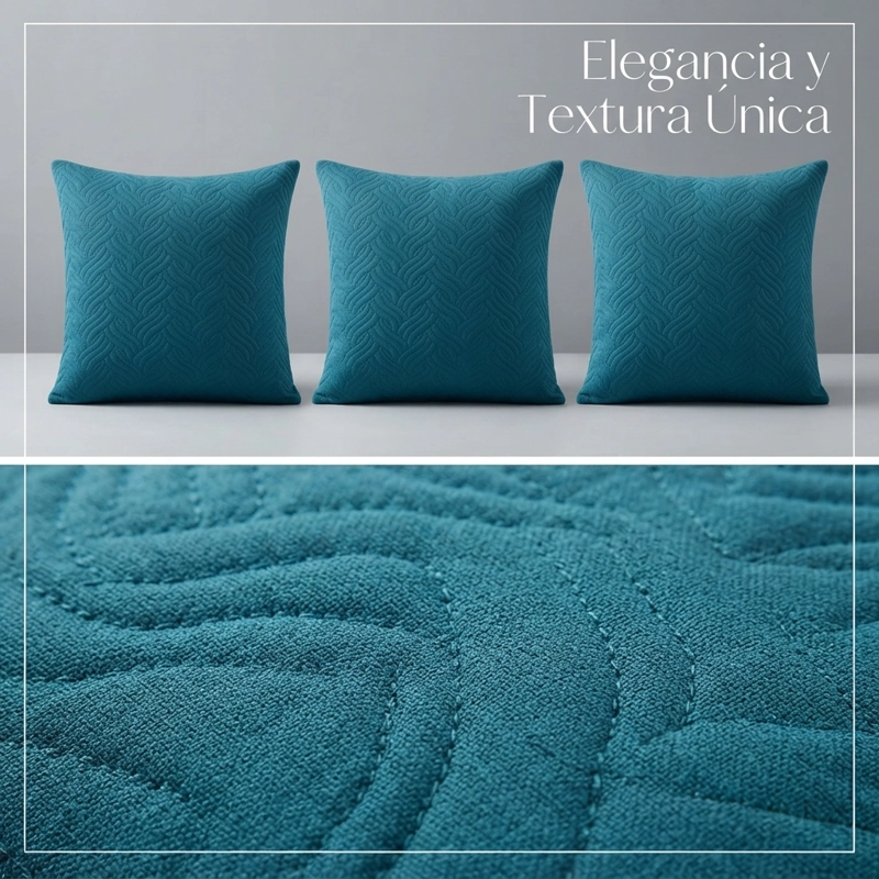 FUNDA DECORATIVA PLUSH TURQUESA TEXTURIZADA PACK DE 3 046 PARA HOGAR - 6