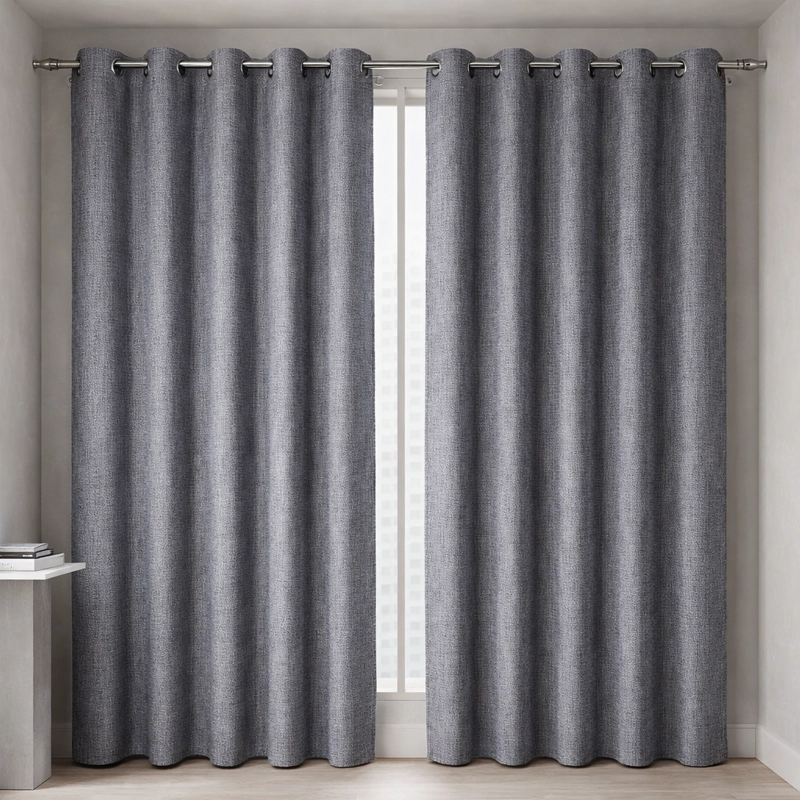 CORTINA BLACKOUT GRIS OSCURO CON FORRO NEGRO DOBLE PAÑO N°102 - 1