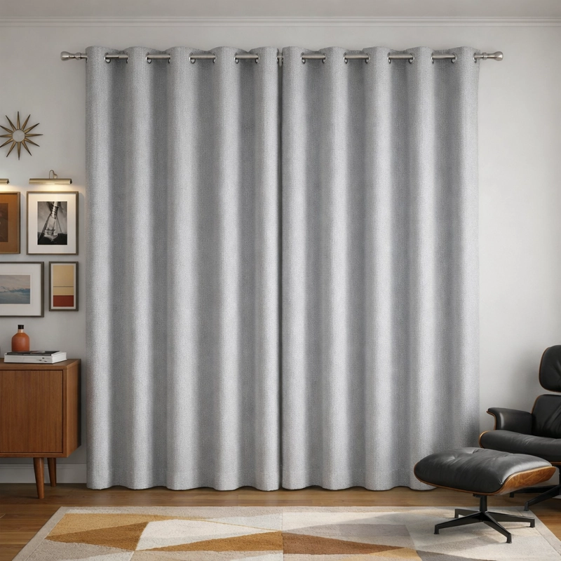 CORTINA BLACKOUT GRIS CON FORRO NEGRO 2 PAÑOS N°106 - 1