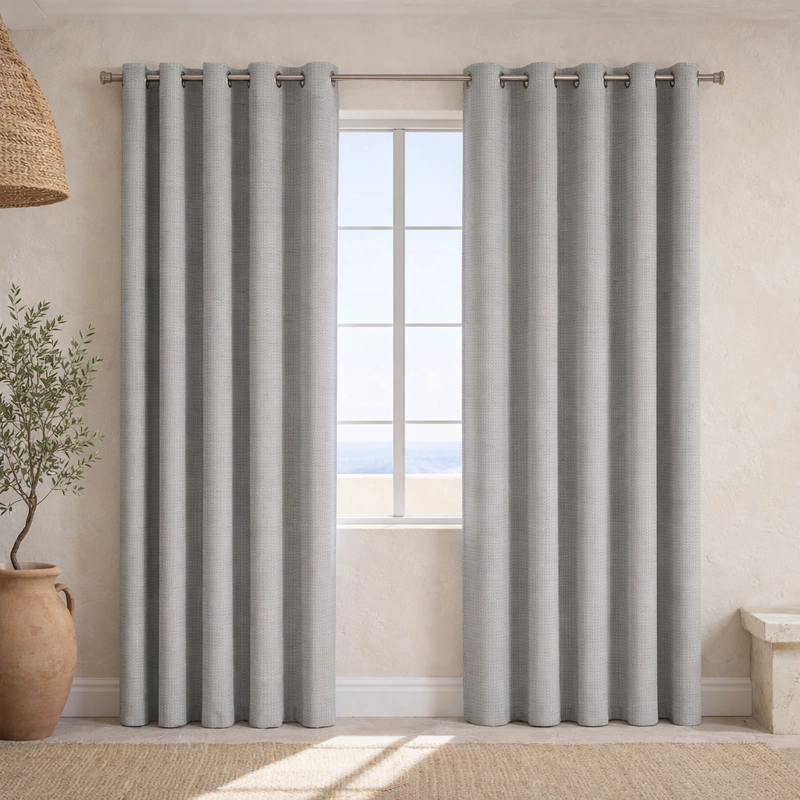 CORTINA BLACKOUT GRIS 2 PAÑOS CON FORRO NEGRO DECORATIVA N°121 - 1