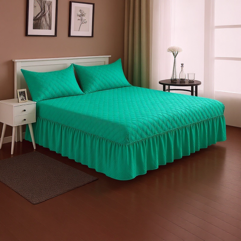 FALDON CAMA TURQUESA DOBLE 2.5 PLAZAS CON FUNDAS - 1