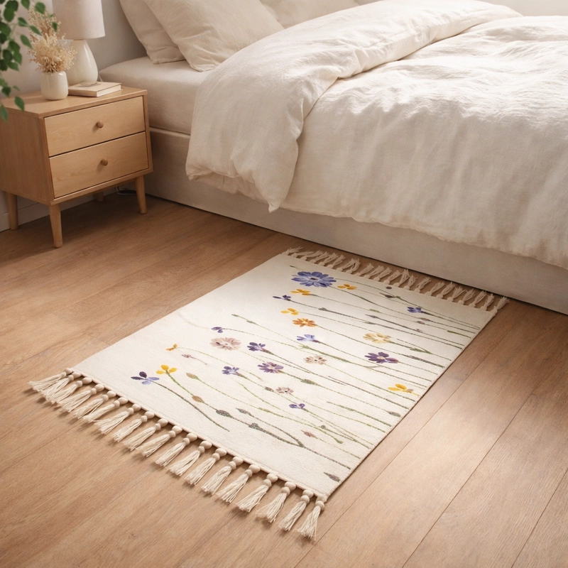 TAPETE FLORAL 60X90CM LINO PARA CAMA 730 - 1