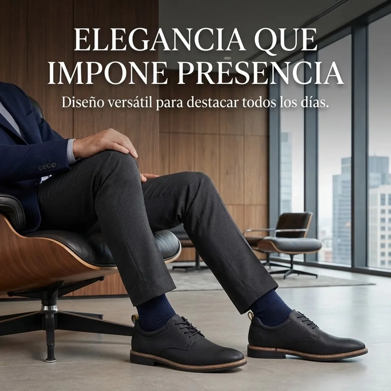 ZAPATO NEGRO CASUAL HOMBRE CORDONES ESTILO DERBY 7441 - 5