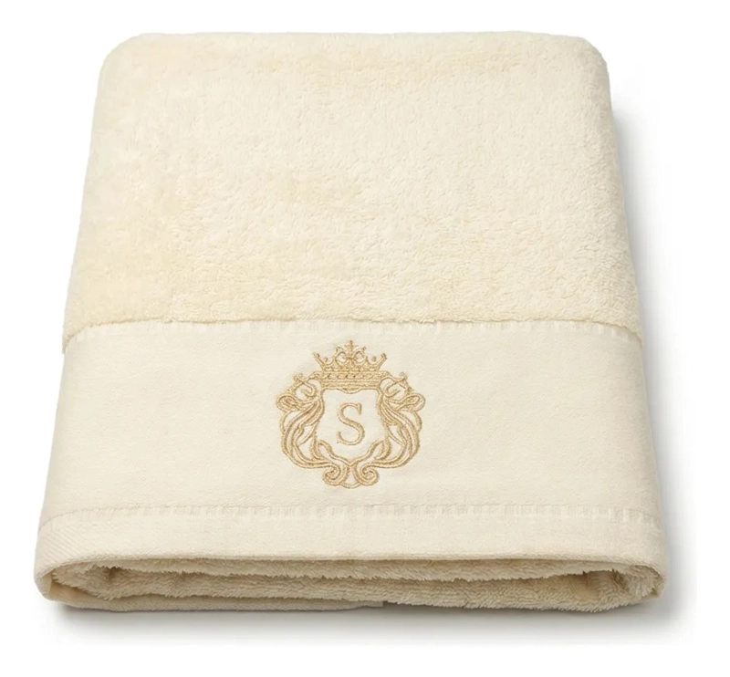 TOALLA ALGODON SIGNATURE CREMA | BORDADA | TOQUE SPA - 1