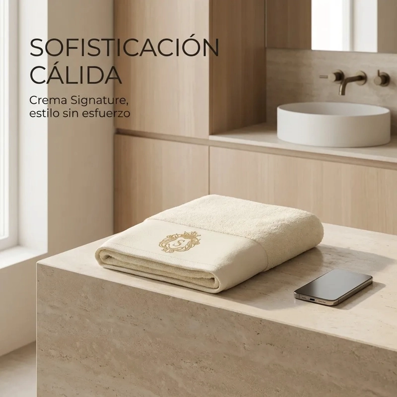 TOALLA ALGODON SIGNATURE CREMA | BORDADA | TOQUE SPA - 5