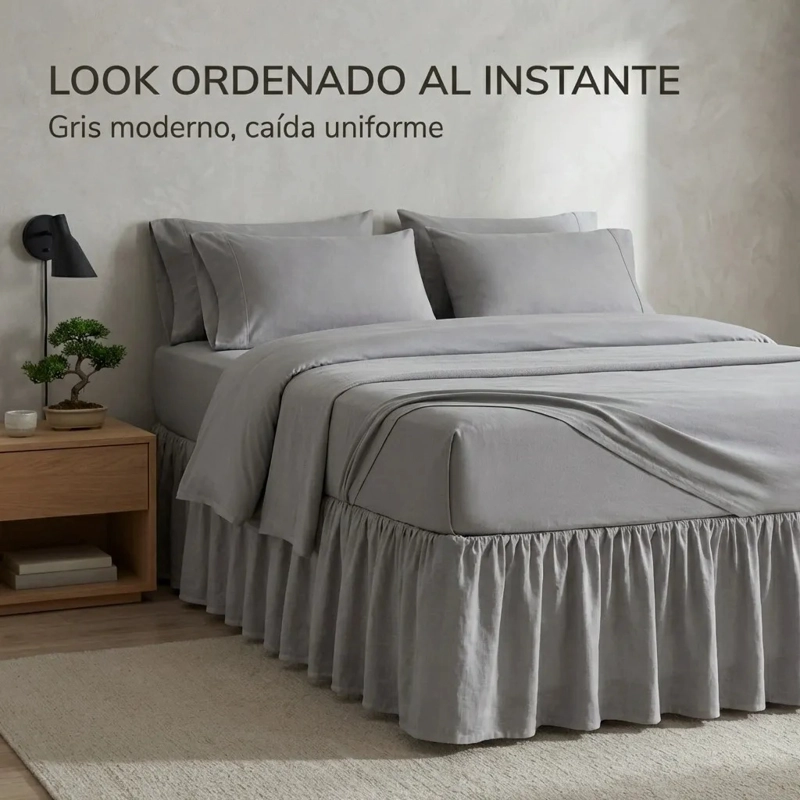FALDON DE CAMA PREMIUM 2 PLAZAS (QUEEN) GRIS - 4