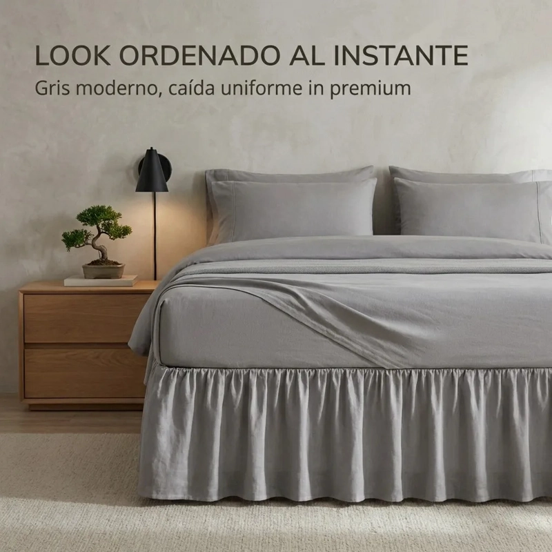 FALDON DE CAMA PREMIUM 2 PLAZAS (QUEEN) GRIS - 6