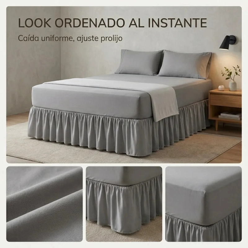 FALDON DE CAMA PREMIUM 2 PLAZAS (QUEEN) GRIS - 7