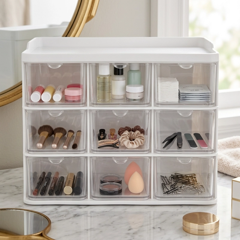 ORGANIZADOR MINI MUEBLE 3X3 TRANSPARENTES LAPICES UTILES - 6