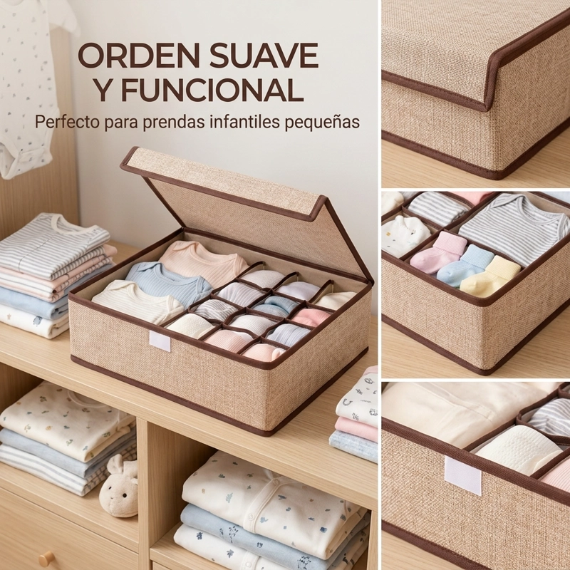 ORGANIZADOR DE BEBE : ROPA, CALCETINES Y ACCESORIOS BEIGE 607 DISEÑO MODERNO - 1