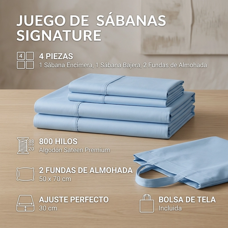 SABANAS 800 HILOS SIGNATURE AZUL ACERO 2 PLAZAS 794 - 5