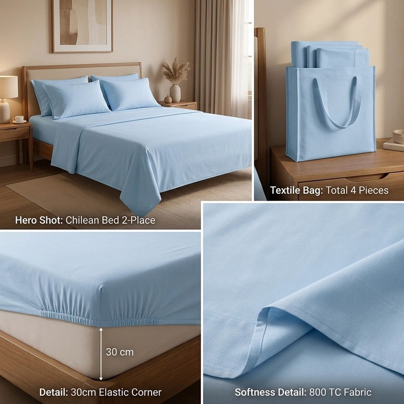 SABANAS 800 HILOS SIGNATURE AZUL ACERO 2 PLAZAS 794 - 6