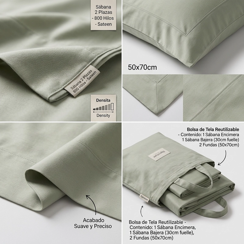 SABANAS 800 HILOS SIGNATURE GRIS 2 PLAZAS 794 - 1