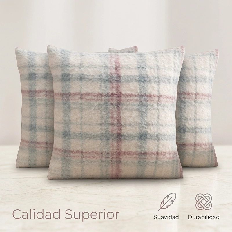 PACK 3 FUNDA 45 X 45CM ESTILO CUADRILLE  TONOS CREMA 741 - 5