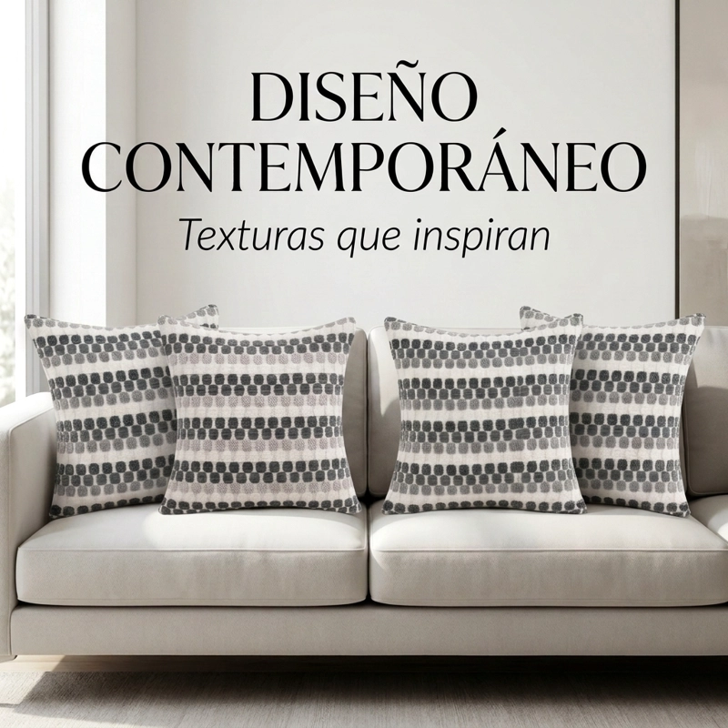 FUNDA PARA COJIN GRIS DISEÑO GEOME TRICO SET 4 UNIDADES 45 CM 012 - 2