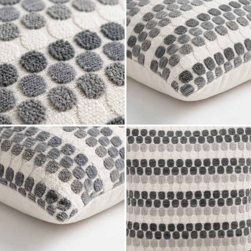 FUNDA PARA COJIN GRIS DISEÑO GEOME TRICO SET 4 UNIDADES 45 CM 012 - 3