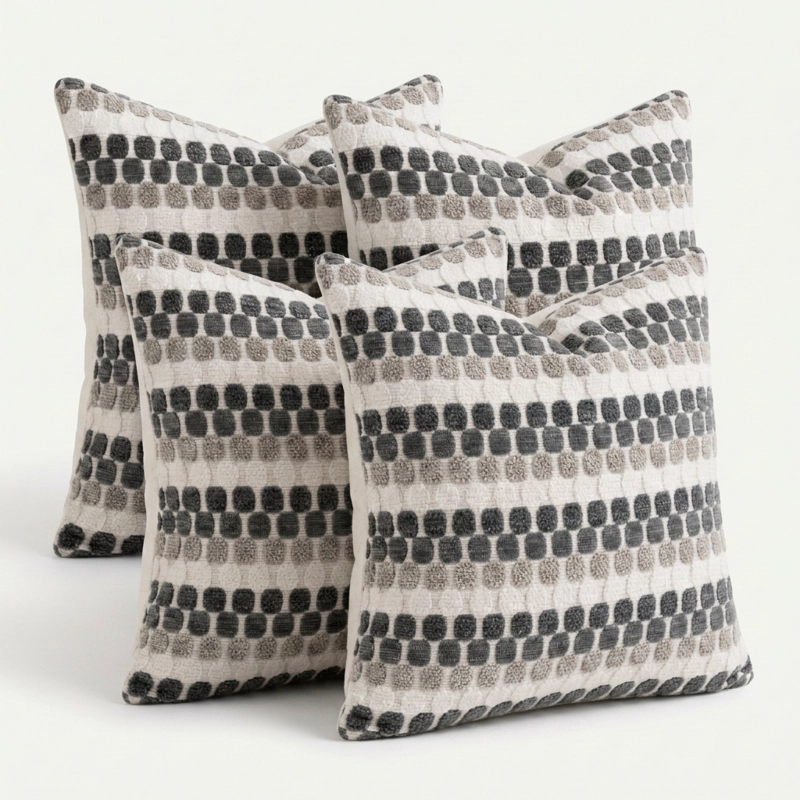 FUNDA PARA COJIN GRIS DISEÑO GEOME TRICO SET 4 UNIDADES 45 CM 012 - 5