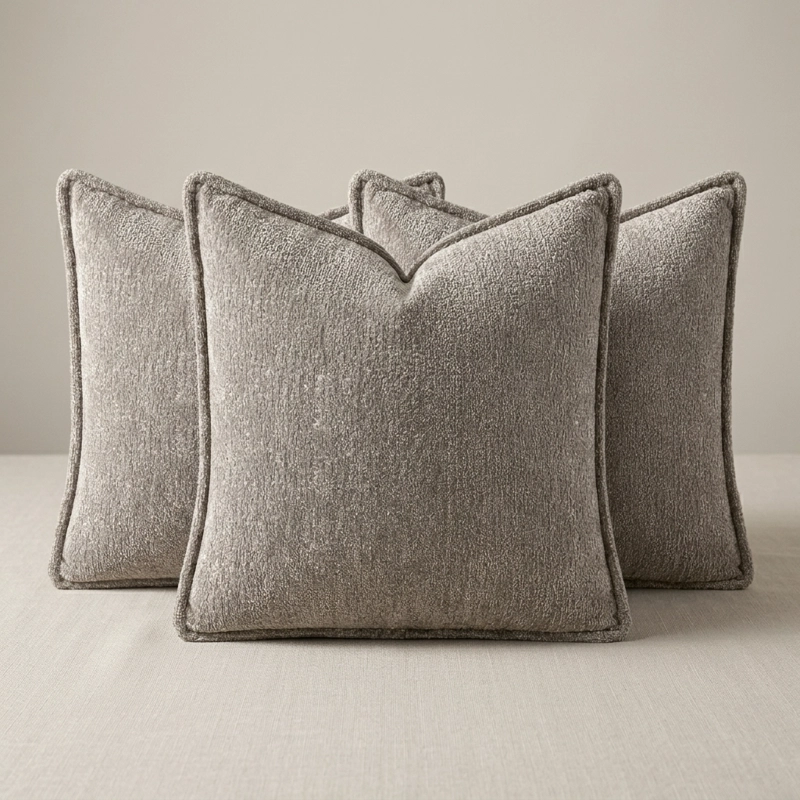 SET 3 FUNDAS DE COJIN GRIS BORDE  ELEGANTE 026 CUADRADA 45 CM - 2
