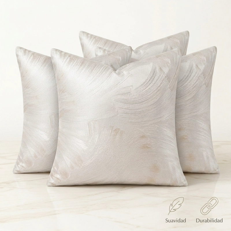 FUNDA COJIN BLANCO  TEXTURA ONDULADA CUADRADA 45X45 CM 4 UNIDADES 691 - 6