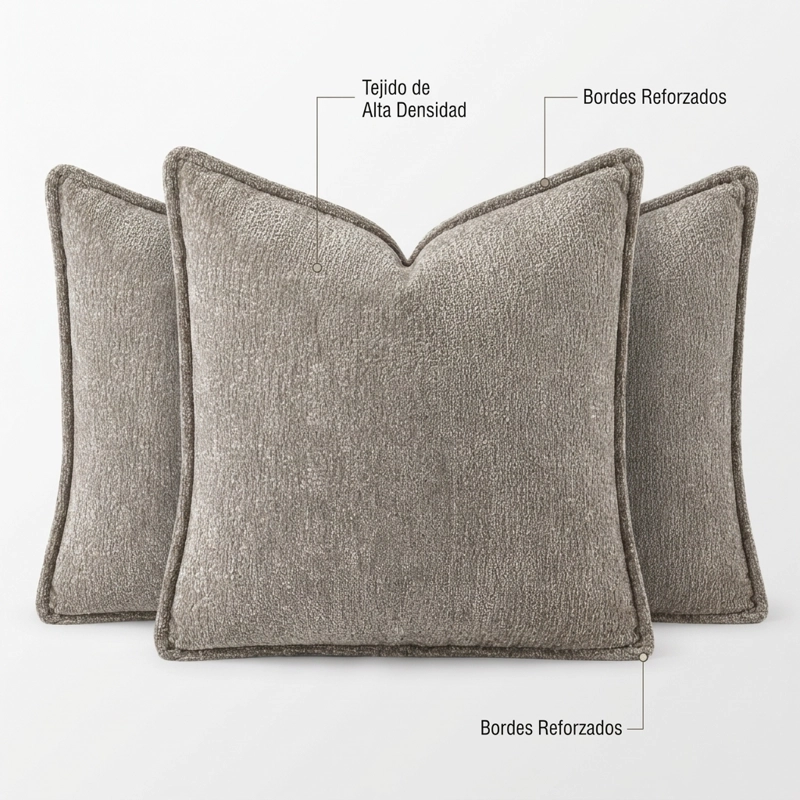 PACK 4 FUNDAS DECORATIVA GRIS BORDE TEXTURA ELEGANTE - 026 - 7