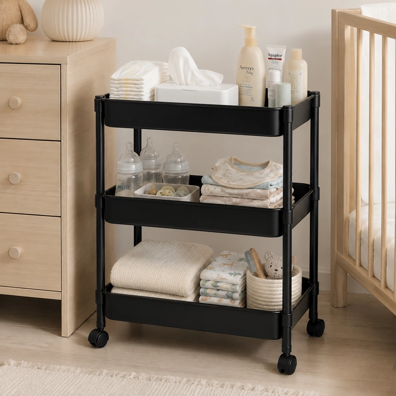 ORGANIZADOR CON RUEDA 3 NIVELES NEGRO PLASTICO 800 - 5