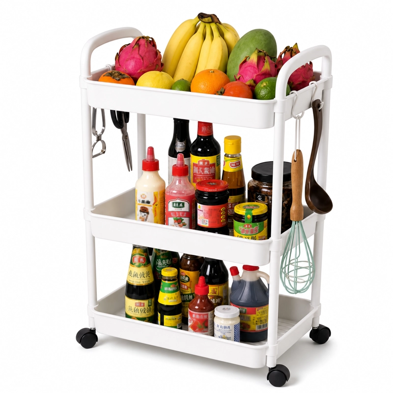 ORGANIZADOR DE COCINA CON RUEDA 3 NIVELES BLANCO PLASTICO 800 - 3