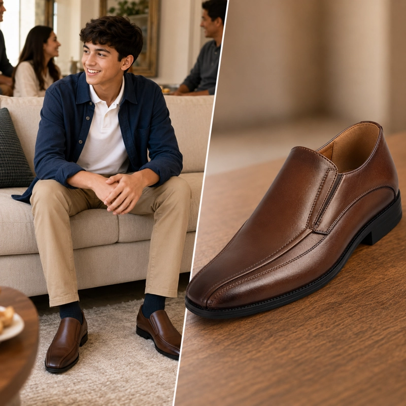 ZAPATO DE VESTIR JUVENIL CAFE  CASUAL 3218 ELEGANTE - 4
