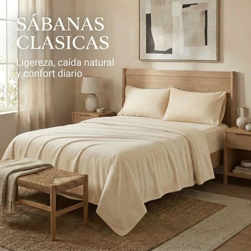 JUEGO DE SABANAS CREMA 2 PLAZAS 4 PIEZAS 044 ELEGANTE - 1
