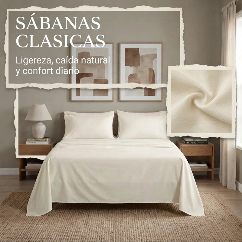 JUEGO DE SABANAS CREMA 2 PLAZAS 4 PIEZAS 044 ELEGANTE - 4