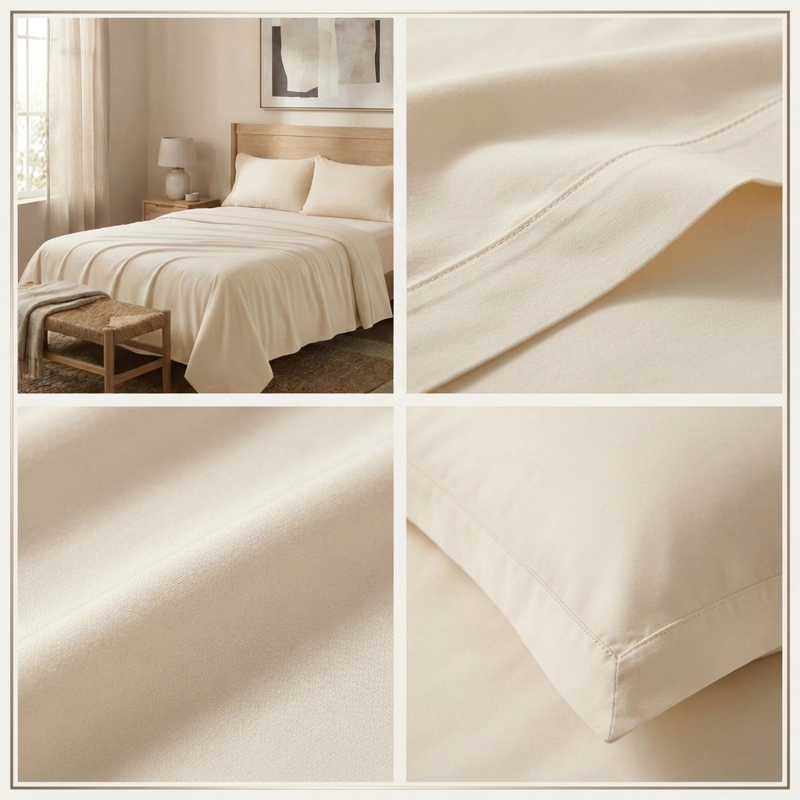 JUEGO DE SABANAS CREMA 2 PLAZAS 4 PIEZAS 044 ELEGANTE - 5