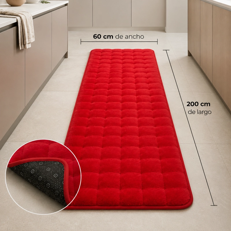 ALFOMBRA PASILLERA PELUDA BAJADA DE CAMA - ROJO 602 - 8