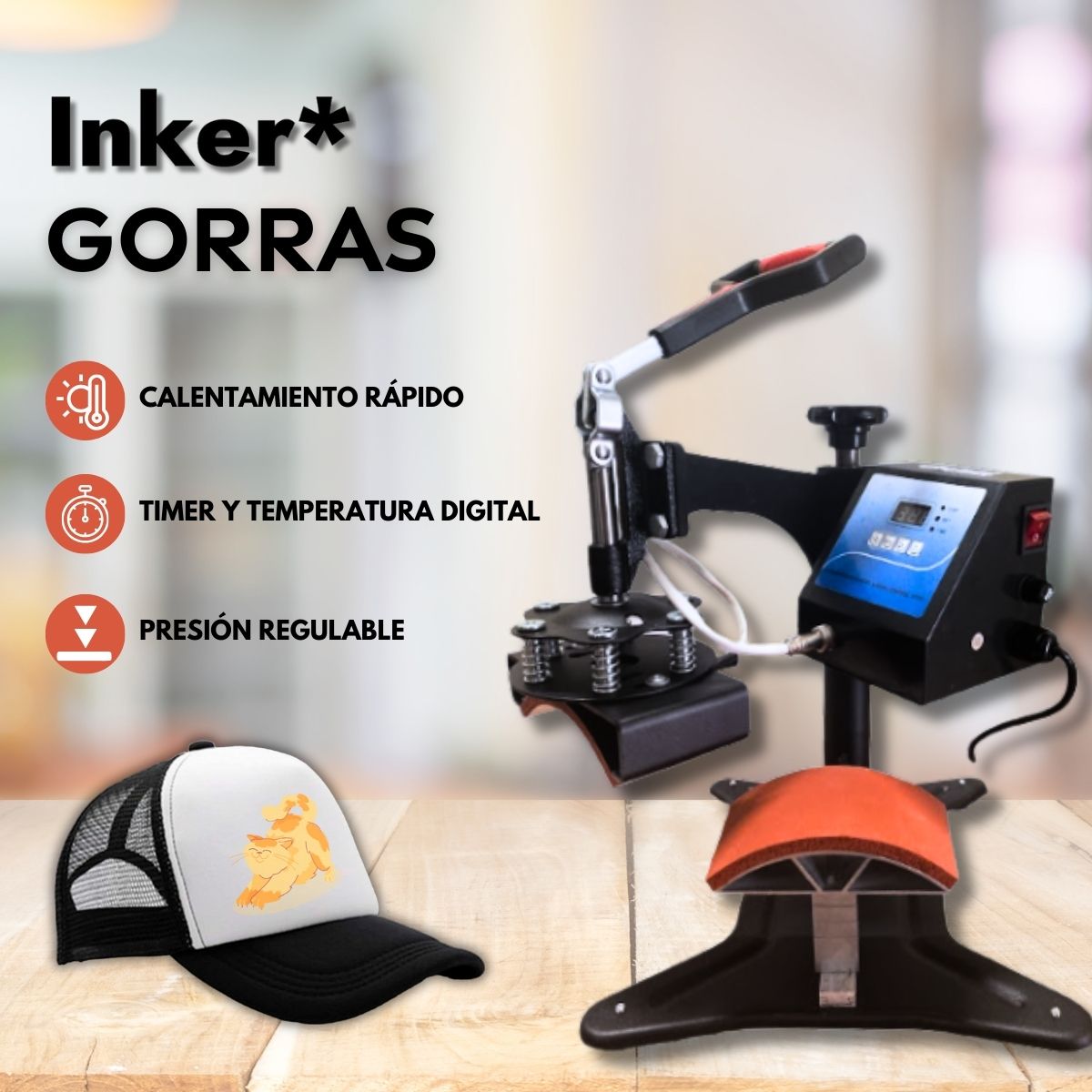 MAQUINA ESTAMPADORA SUBLIMADORA JOCKEYS GORROS - 2