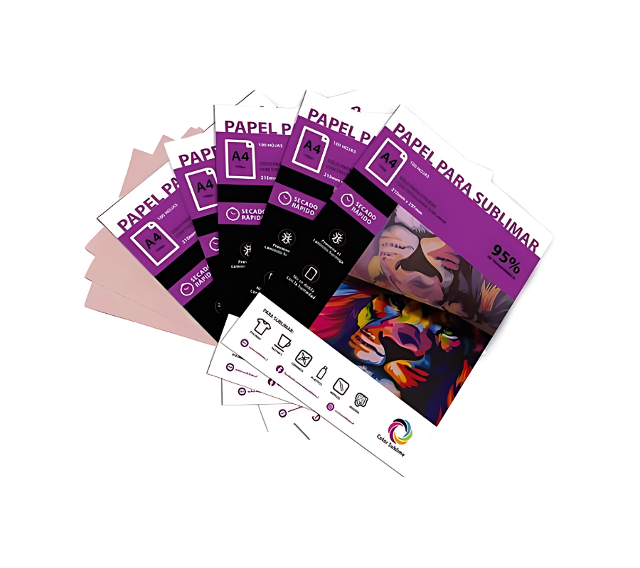 PACK 500 HOJAS PAPEL SUBLIMACIÓN PREMIUM A4 SECADO RÁPIDO - 1