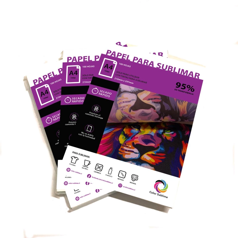 PAPEL SUBLIMACIÓN PREMIUM 300 H A4 RESMA 100GR SECADO RAPIDO - 1