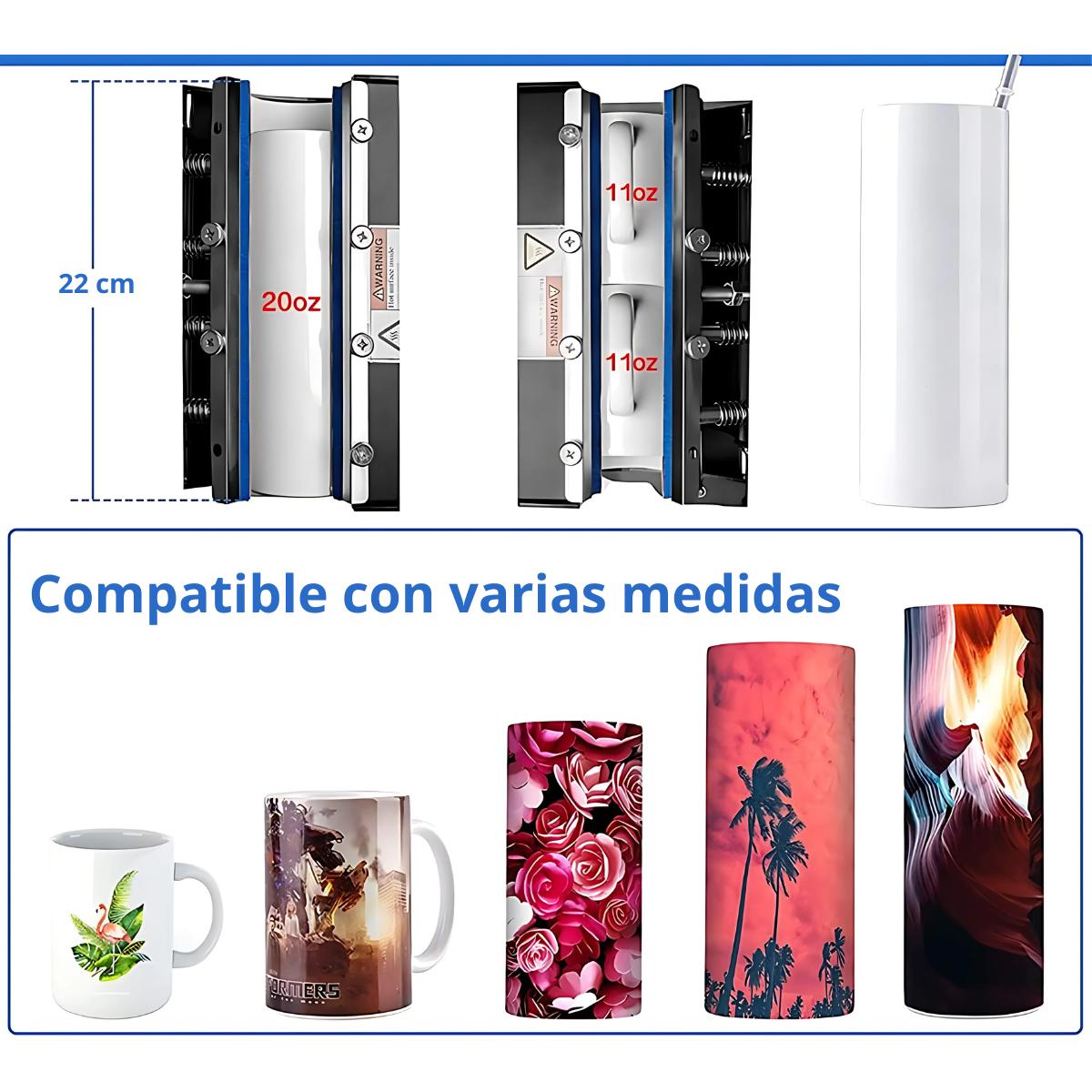 MAQUINA ESTAMPADORA SUBLIMADORA DE TAZAS DOBLE BOTELLAS TERMOS COLOR SUBLIME - 6