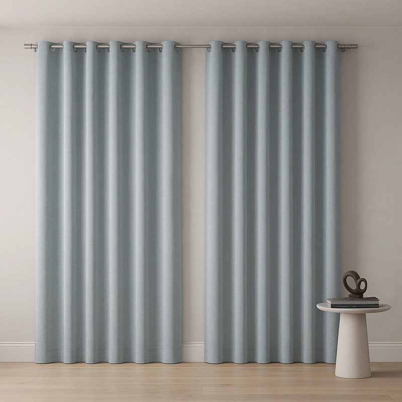 CORTINA GRIS FORRO BLANCO BLACKOUT 2 PAÑOS DECORATIVA N°113 - 1