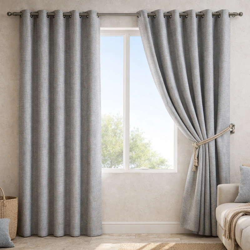 CORTINA BLACKOUT GRIS CON FORRO NEGRO 2 PAÑOS DECORATIVA N°121 - 1