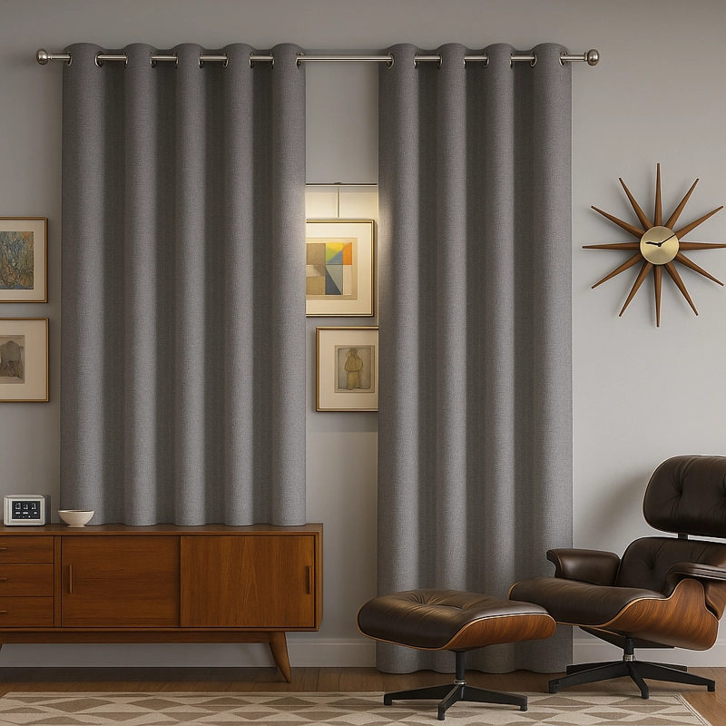 CORTINA GRIS BLACKOUT FORRO BLANCO DOBLE PAÑO N°108 - 1