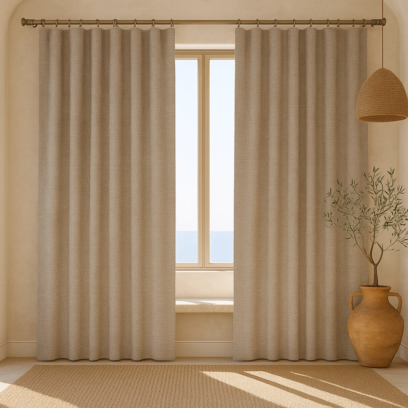 CORTINA BEIGE BLACKOUT FORRO NEGRO DOBLE PAÑO N°107 - 1