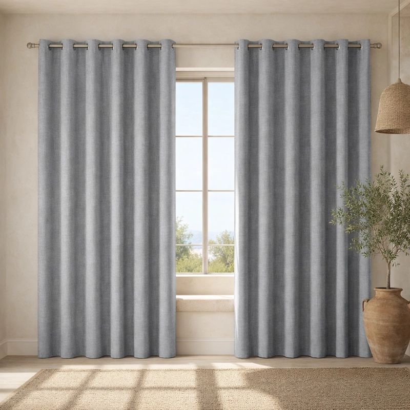 CORTINA GRIS FORRO BLANCO BLACKOUT 2 PAÑOS DECORATIVA N°103 - 1