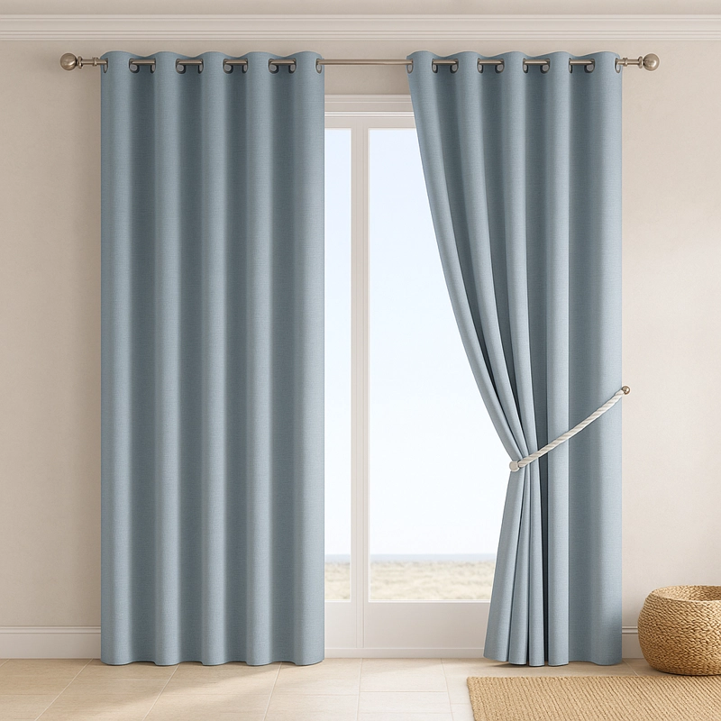 CORTINA BLACKOUT DECORATIVA GRIS FORRO BLANCO 2 PAÑOS N°113 - 1