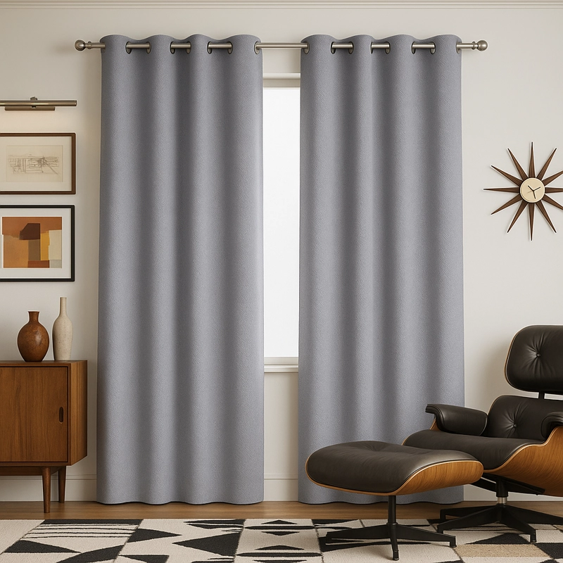 CORTINA GRIS BLACKOUT FORRO NEGRO DOBLE PAÑO N°106 - 1